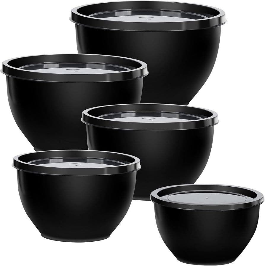 Greentainer Plastic Mixing Bowls with Lids Set for Kitchen, 5 Set Nesting Bowls for Mixing, Bakin... | Amazon (US)