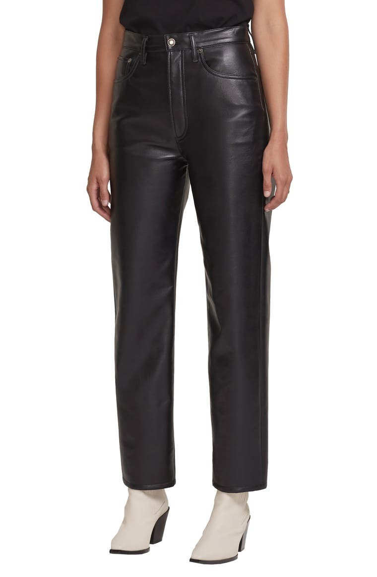 '90s Pinch Waist Recycled Leather High Waist Pants | Nordstrom
