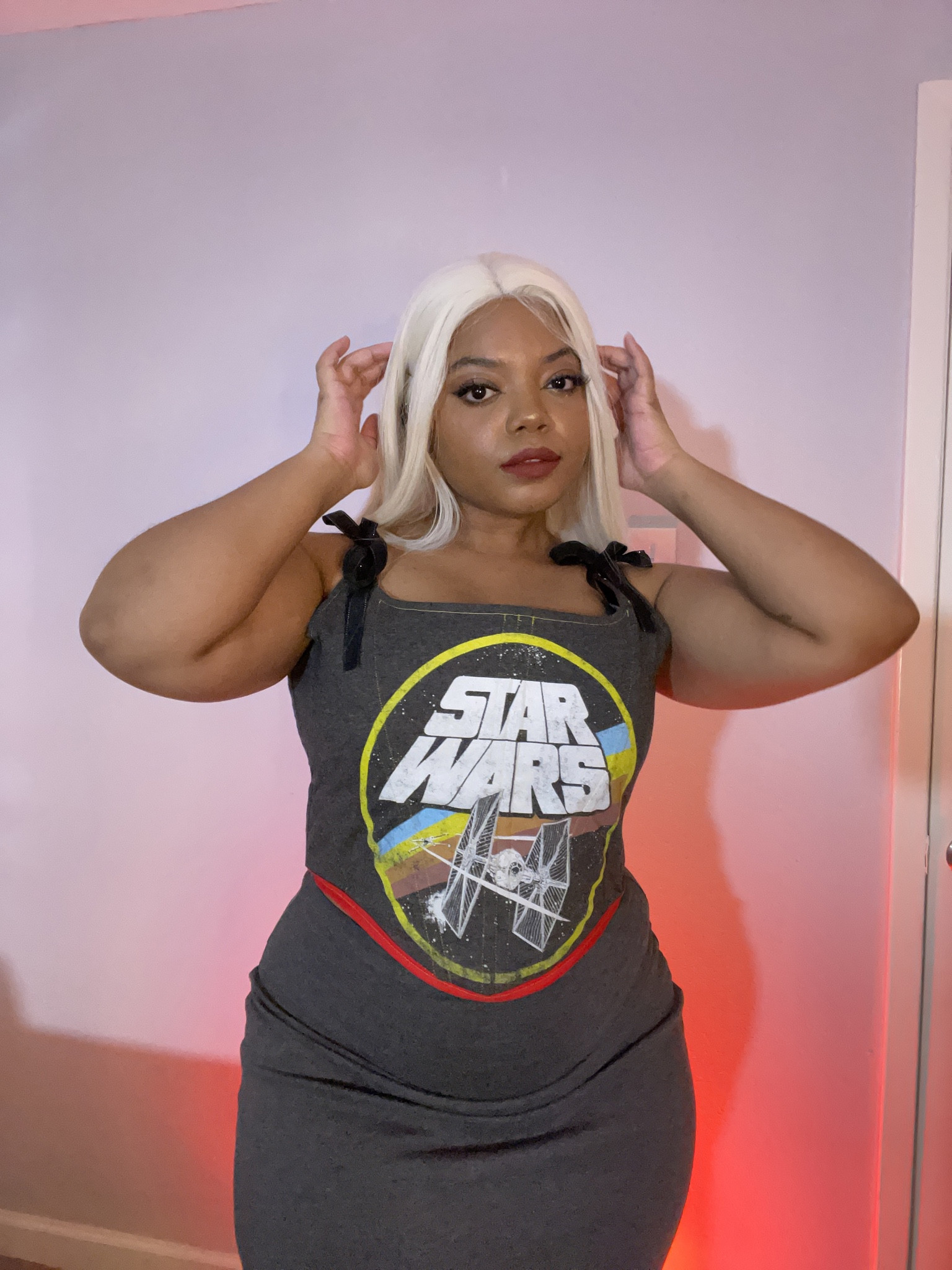 Custom Star Wars shirt from Amazon turned into a corset top (stay). I custom made this top for a Star Wars Themed Wedding, the original shirt was very nice!

#LTKplussize