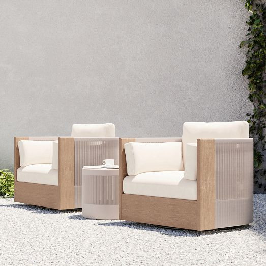 Porto Outdoor Swivel Chairs & Side Table Set | West Elm (US)
