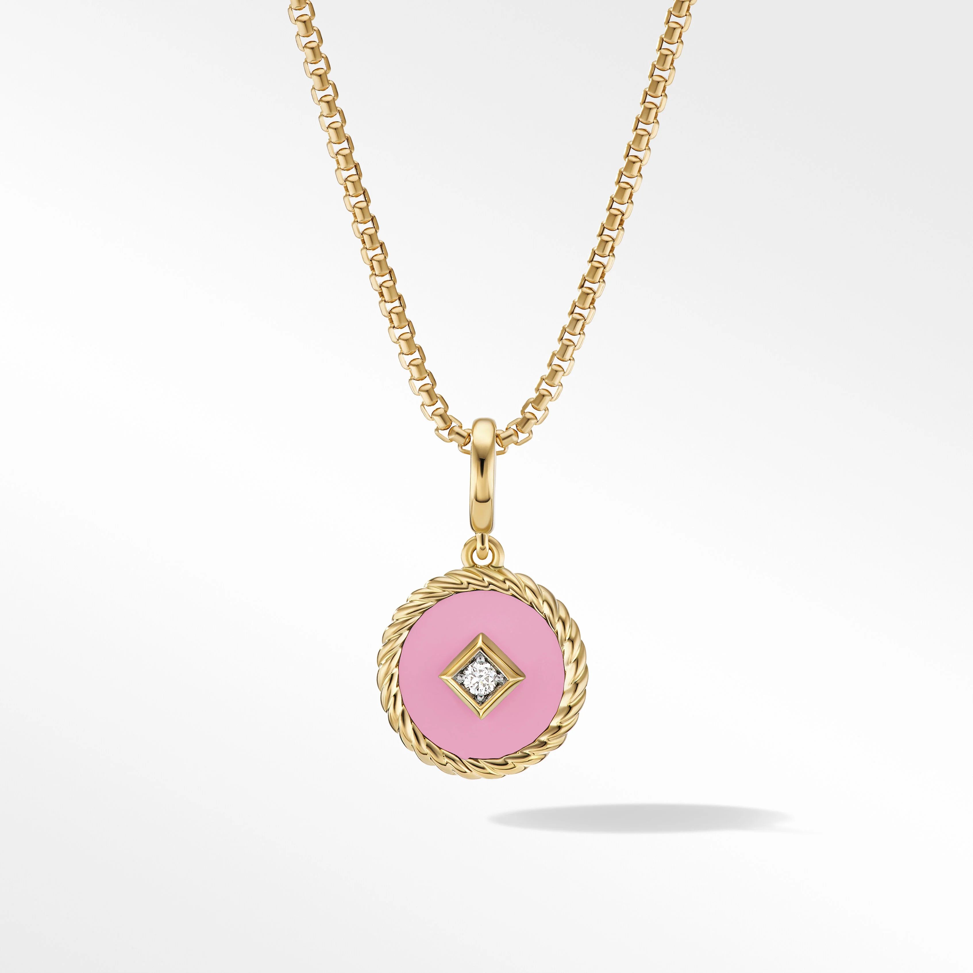 Cable Collectibles® Blush Enamel Charm in 18K Yellow Gold with Center Diamond | David Yurman