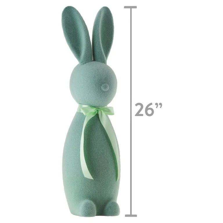 Way to Celebrate Easter Flocked Bunny Decor, Mint, 27" | Walmart (US)