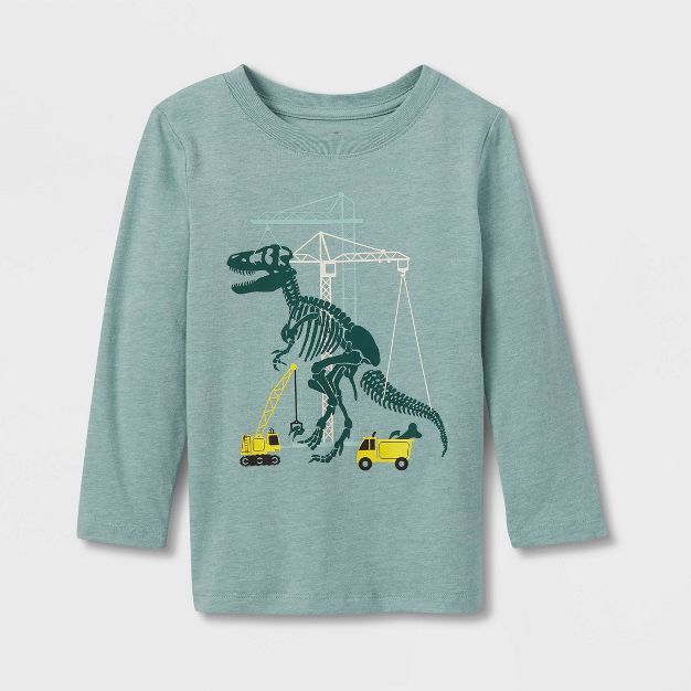 Toddler Boys' Dino Construction Long Sleeve Graphic T-Shirt - Cat & Jack™ Green | Target