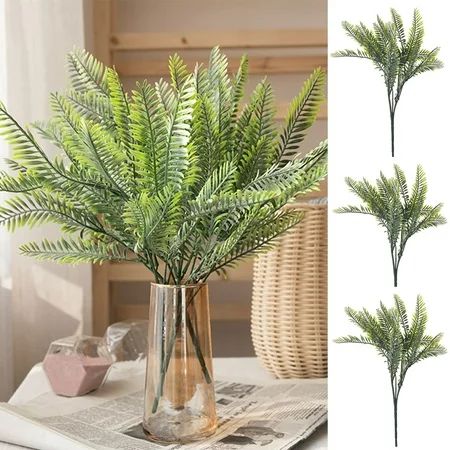 Shenmeida 3PCS Faux Fern Plants Bushes Outdoor Small Artificial Ferns Plants Plastic Faux Greenery Shrubs for Outside Spring Garden Patio Hanging Planters Home Office Kitchen Decor | Walmart (US)