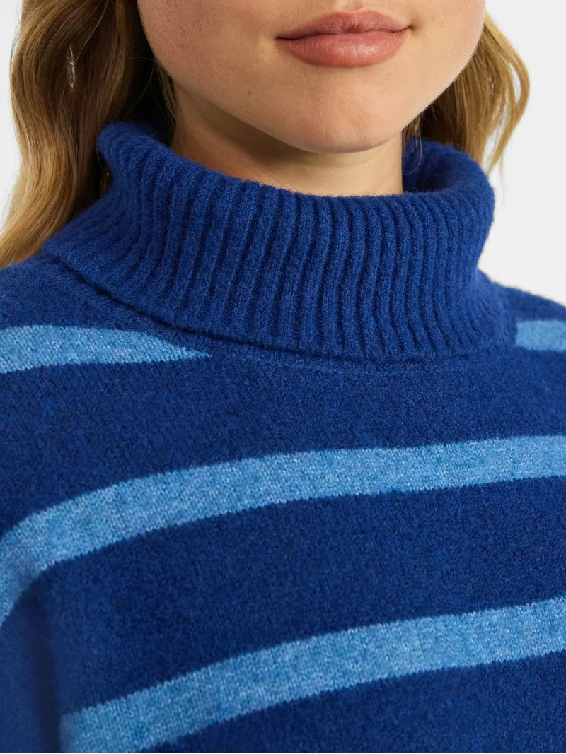 Time and Tru Women's Chunky Turtleneck Pullover Sweater with Long Sleeves, Mid-weight, Sizes XS-X... | Walmart (US)