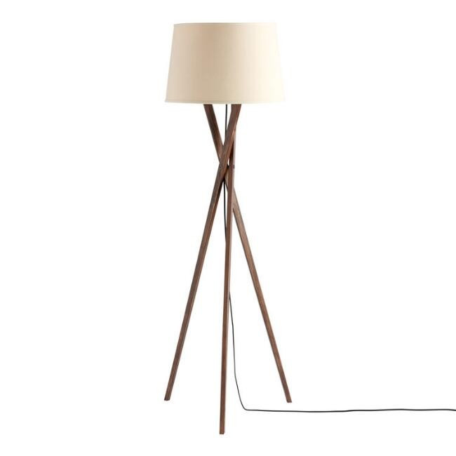 Walnut Wood Tripod Austin Floor Lamp Base | World Market