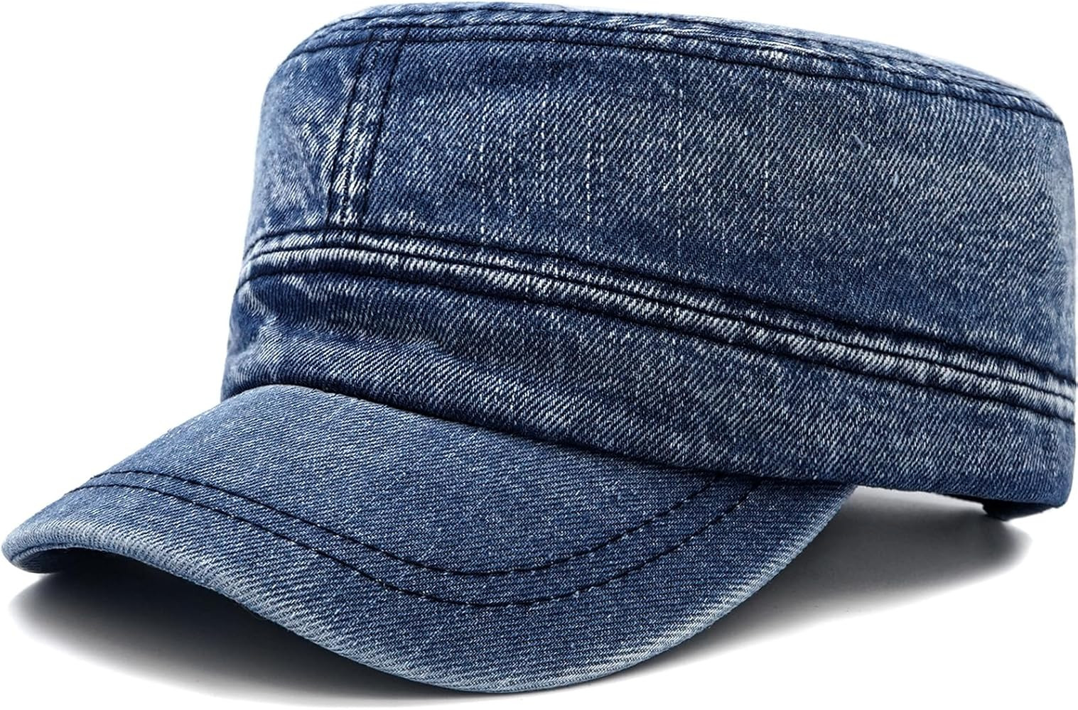 Cadet Army Cap Denim Military Caps Flat Top Hats for Men Women | Amazon (US)