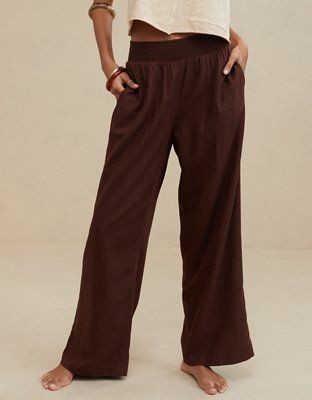 Aerie High Waisted Linen Blend Pool-To-Party Pant | American Eagle Outfitters (US & CA)