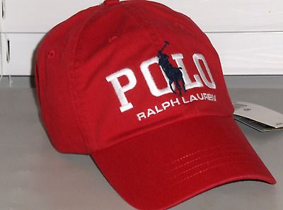 POLO RALPH LAUREN Men's Logo Big Pony Cotton Baseball Ball Cap Hat, Red, NWT | eBay CA