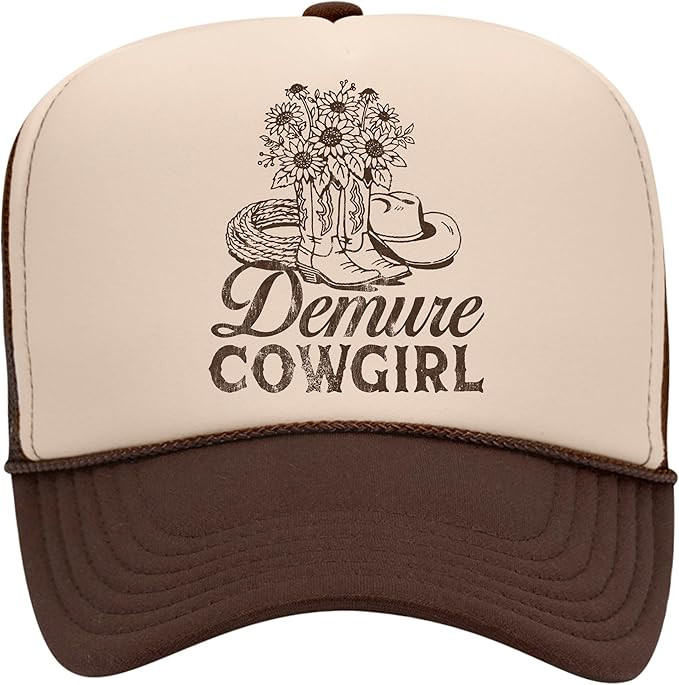 Demure Cowgirl Trucker Hat | Very Mindful Cutesy Funny Meme Cowboy Country | Premium Mesh Foam Sn... | Amazon (US)