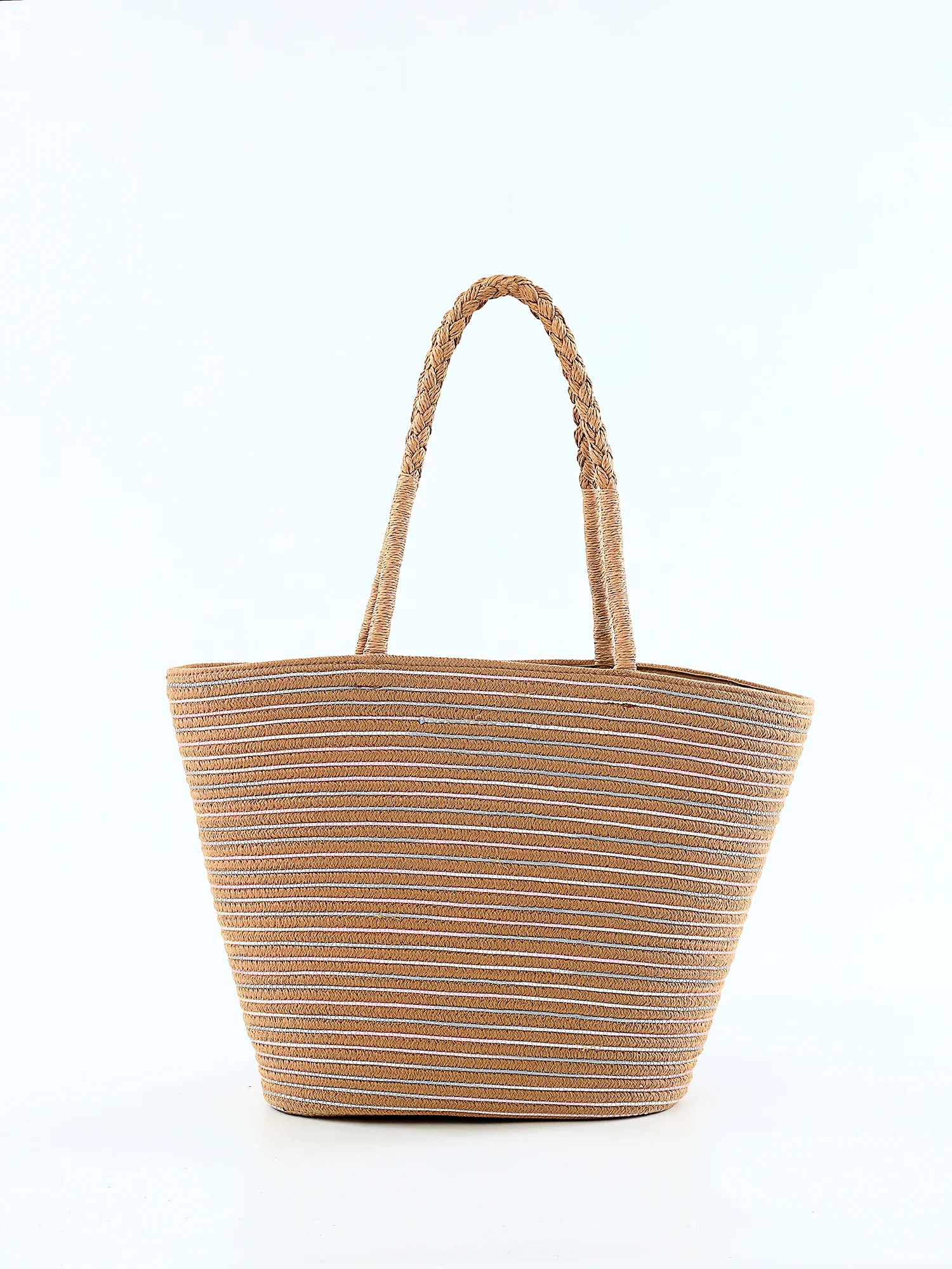 Time & Tru Women’s Corded Beach Tote Bag Natural - Walmart.com | Walmart (US)