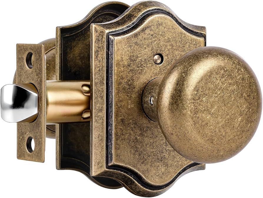 Antique Brass Door Knobs Interior with Lock, Vintage Privacy Antique Door Knobs Round Door Handle... | Amazon (US)