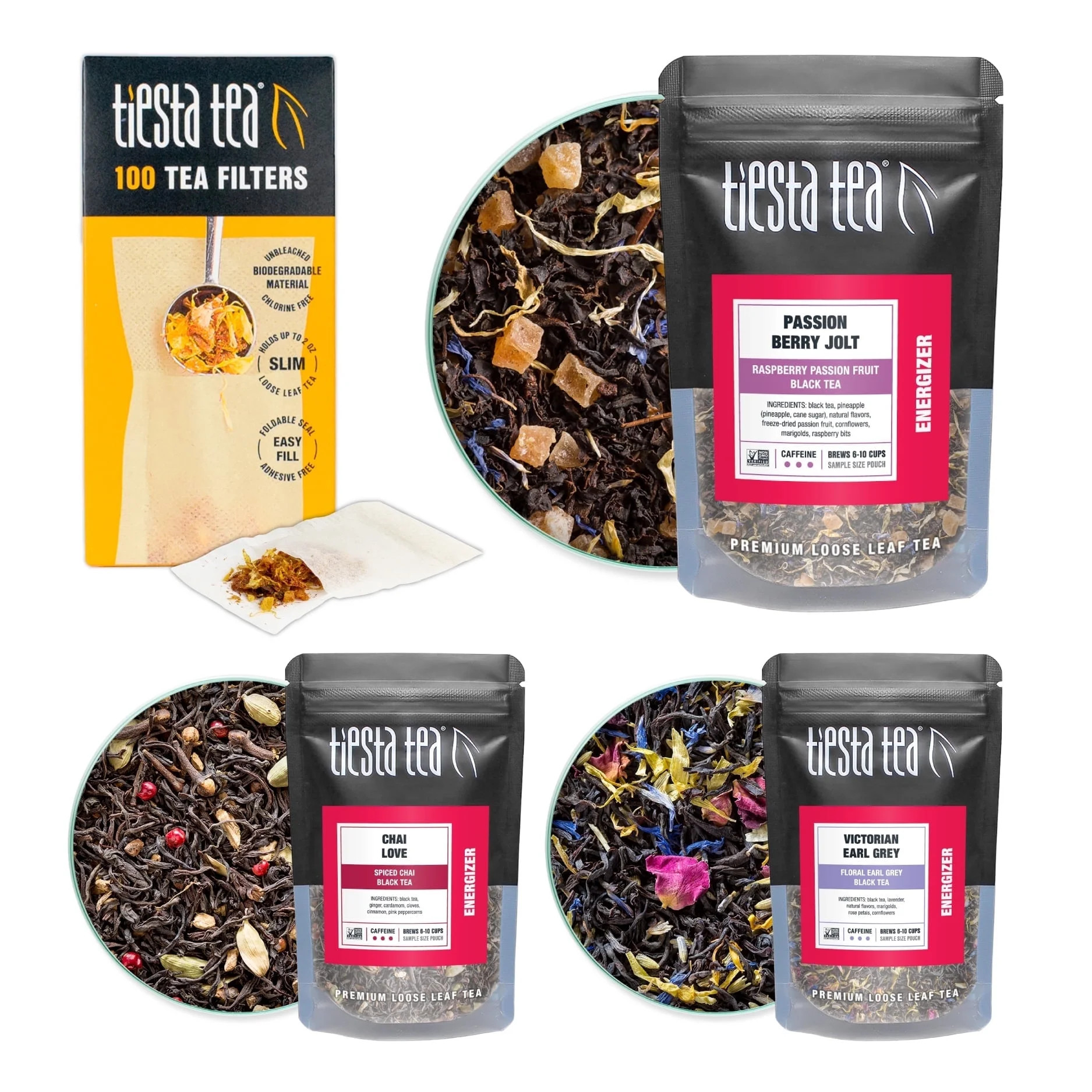 Tiesta Tea - Black Tea Starter Kit, Premium Loose Leaf Black Tea Gift Set, High Caffeinated Tea, ... | Walmart (US)