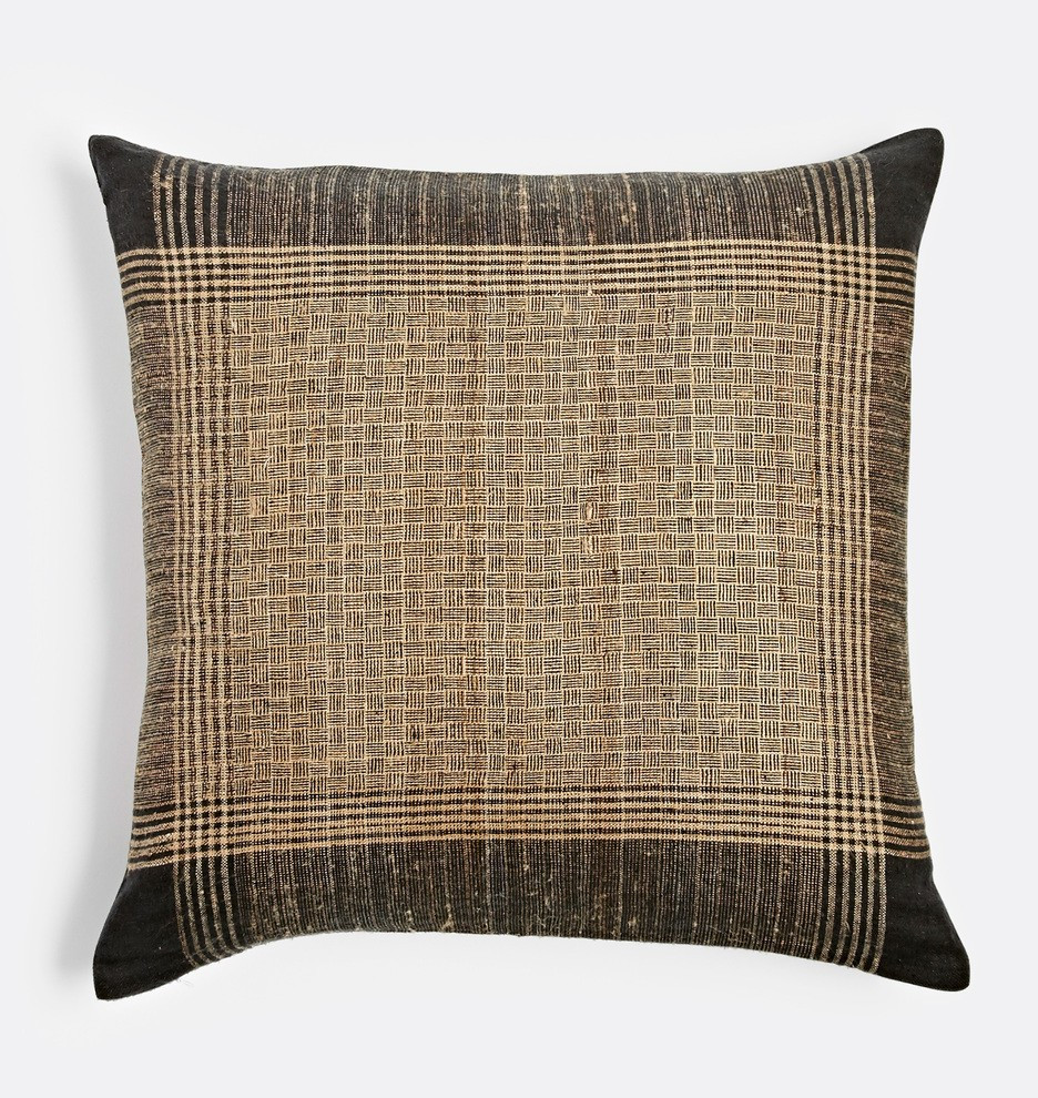 Black & Gold Plaid Handspun Silk Pillow Cover
 | Rejuvenation | Rejuvenation