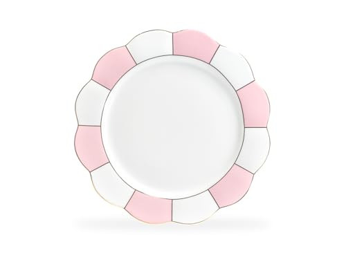 Grace Teaware Pink and White Scallop Shaped Fine Porcelain Plate Set of One (11-inch Dinner Plate) | Amazon (US)