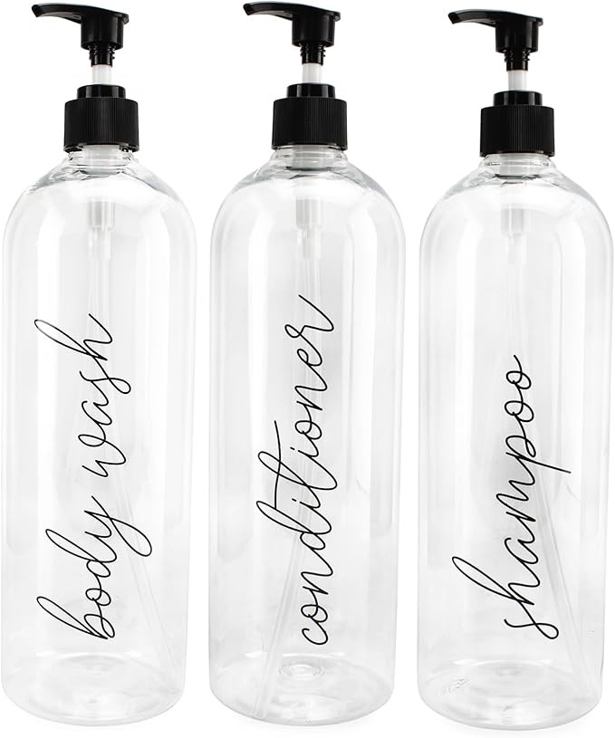 Cornucopia Brands Shower Pump Bottles (Set of 3); 32oz Pump Dispensers for Shampoo, Conditioner, ... | Amazon (US)