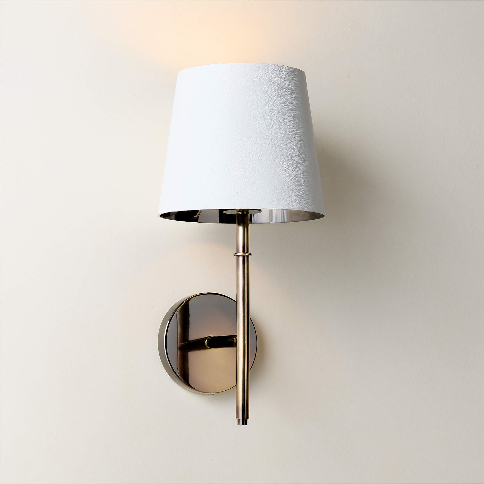 Trey White Leather Wall Sconce | CB2 | CB2
