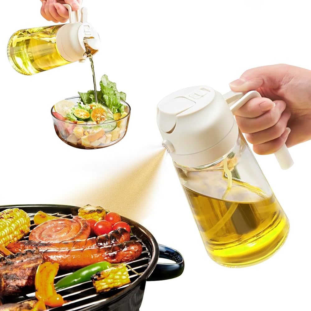 Oil Sprayer for Cooking, 2 in 1 Olive Oil Dispenser Bottle for Kitchen, 17oz/500ml Premium Glass ... | Amazon (US)