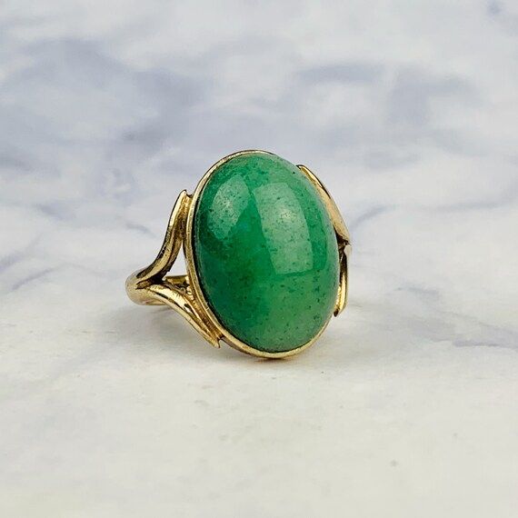 Vintage / Antique 9k/9ct Gold Oval Cabochon Jade Ring  Size | Etsy | Etsy (US)