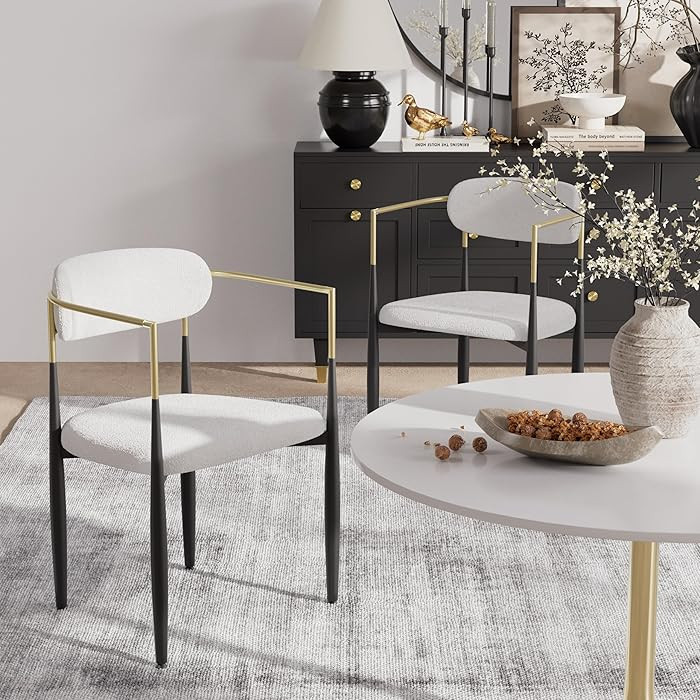 Baysitone Dining Chairs Set of 2 Mid-Century Modern Upholstered Boucle Dining Room Chairs Open Ba... | Amazon (US)