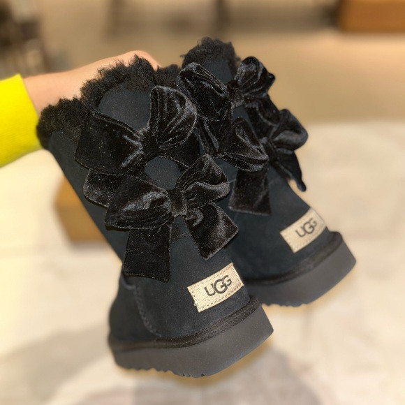 UGG Bailey Bow Velvet Ribbon Faux Fur Lined Boot | Poshmark