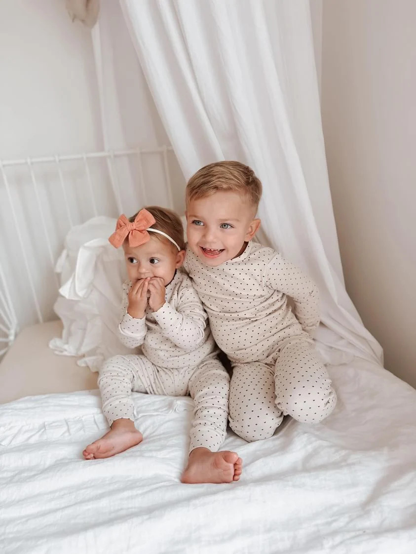 Crimson Mini Hearts | Kids' Organic PJ Set | L'ovedbaby