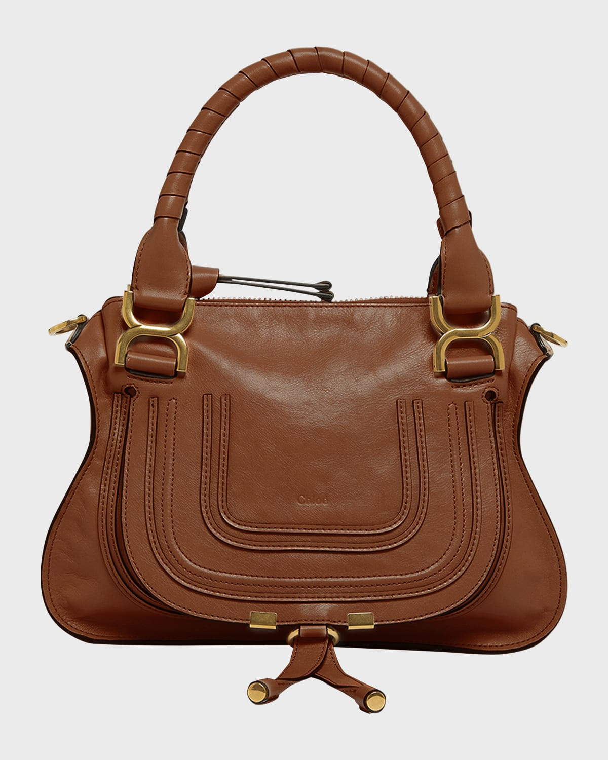 Marcie Small Double Carry Satchel Bag in Shiny Calfskin | Neiman Marcus