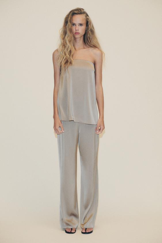 HIGH-WAISTED SATIN PANTS | Zara US