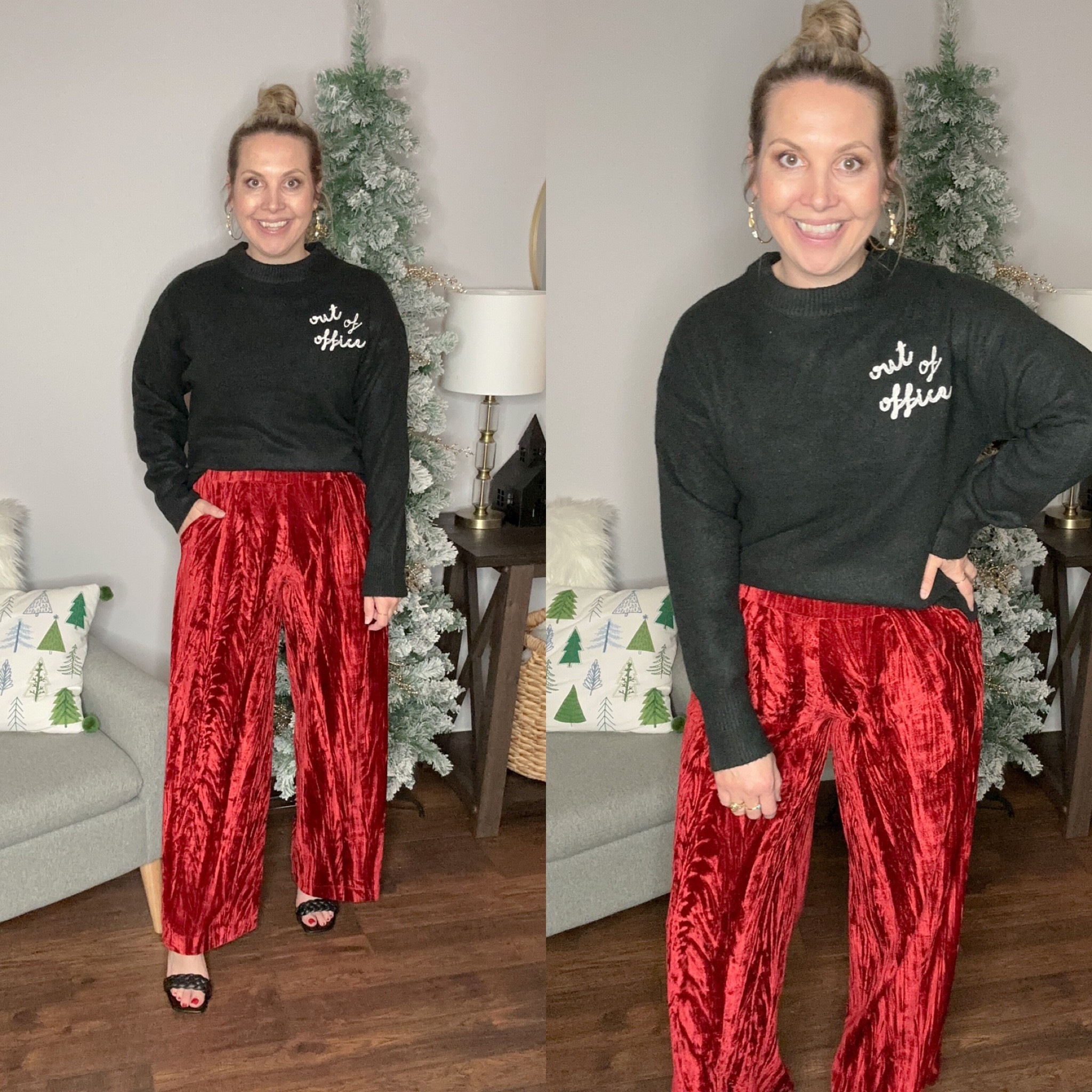 Size medium sweater, size small pants, size up 1/2 on heels 

Winter outfits, winter dress, holiday outfit, Target style, boots, midi dress, velvet pants, winter sweater 

#LTKshoecrush #LTKSeasonal #LTKHoliday