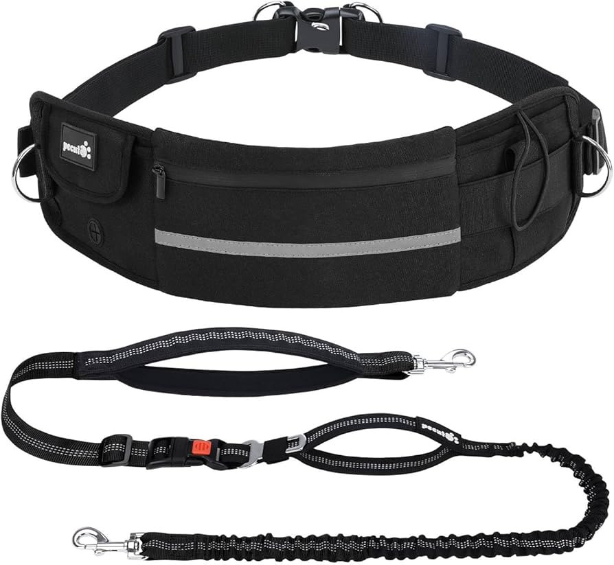 Pecute Dog Leash Hands Free with Pouch, Waist Belt Fanny Pack with Soft Pads, Dual Handles and Du... | Amazon (US)