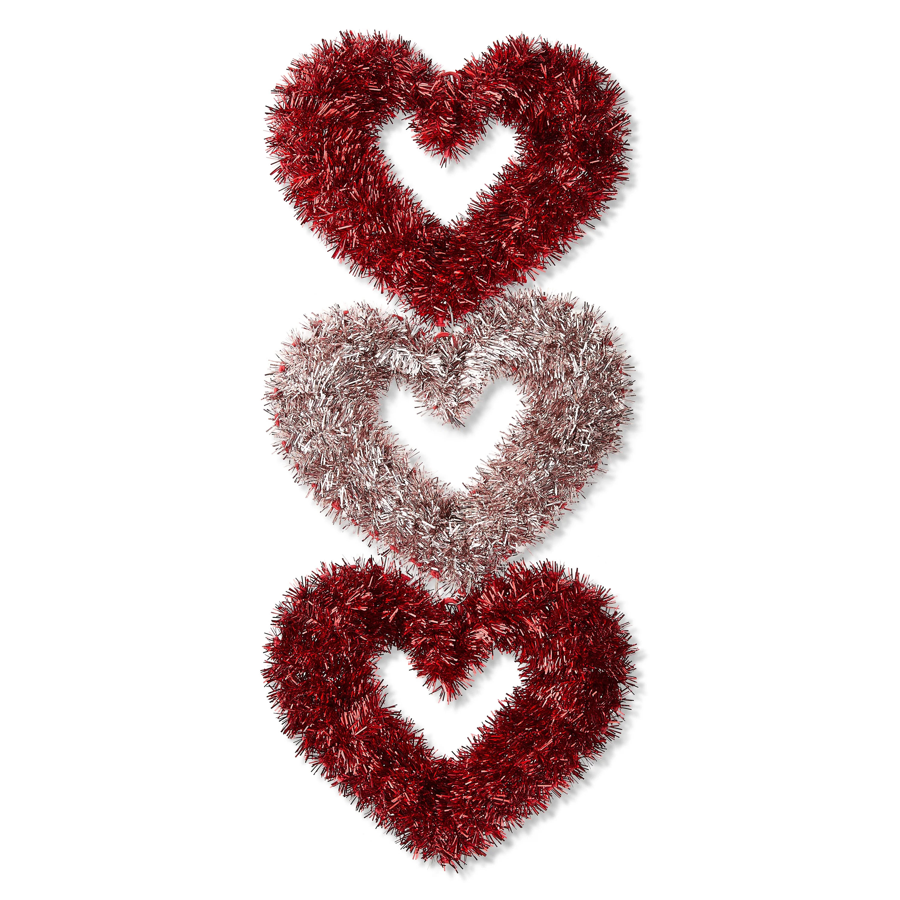 Tinsel Hearts Hanging Decoration, Red and Pink, 19", Valentine's Day by Way To Celebrate | Walmart (US)