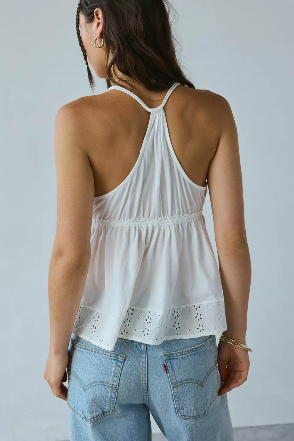 Kimchi Blue Bailey Eyelet Lace Babydoll Tank Top | Urban Outfitters (US and RoW)