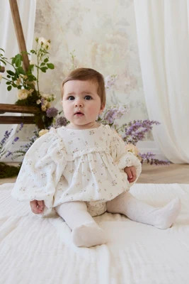 Organic Cotton Muslin Frances Playsuit-Ayla Whisper 1YR | Jamie Kay