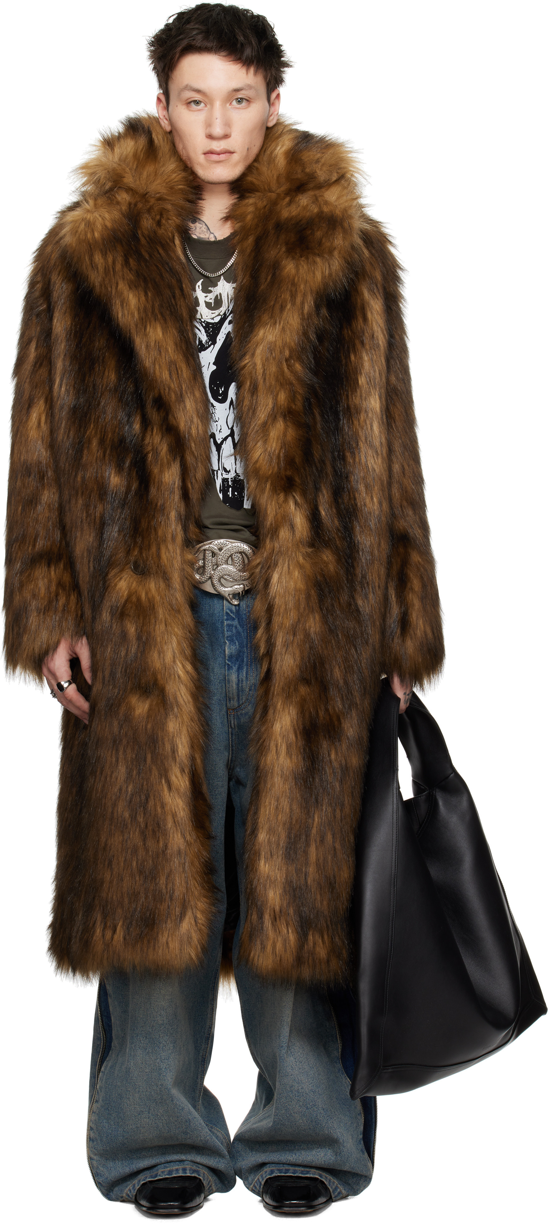 LU'U DAN Brown Racoon Faux-Fur Coat | SSENSE