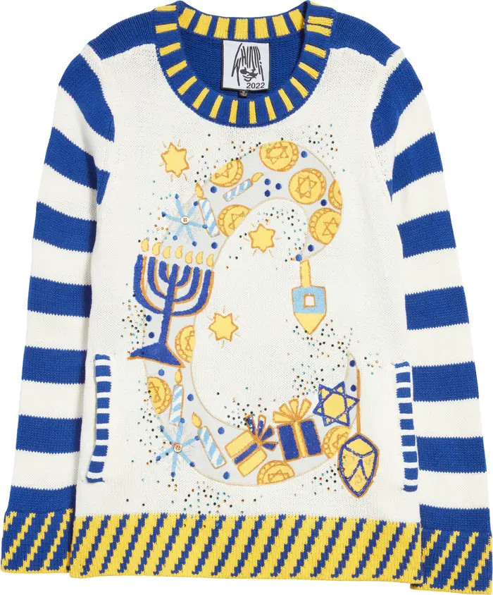 WHOOPI 'C' for Chanukah Cotton Blend Crewneck Sweater | Nordstrom | Nordstrom