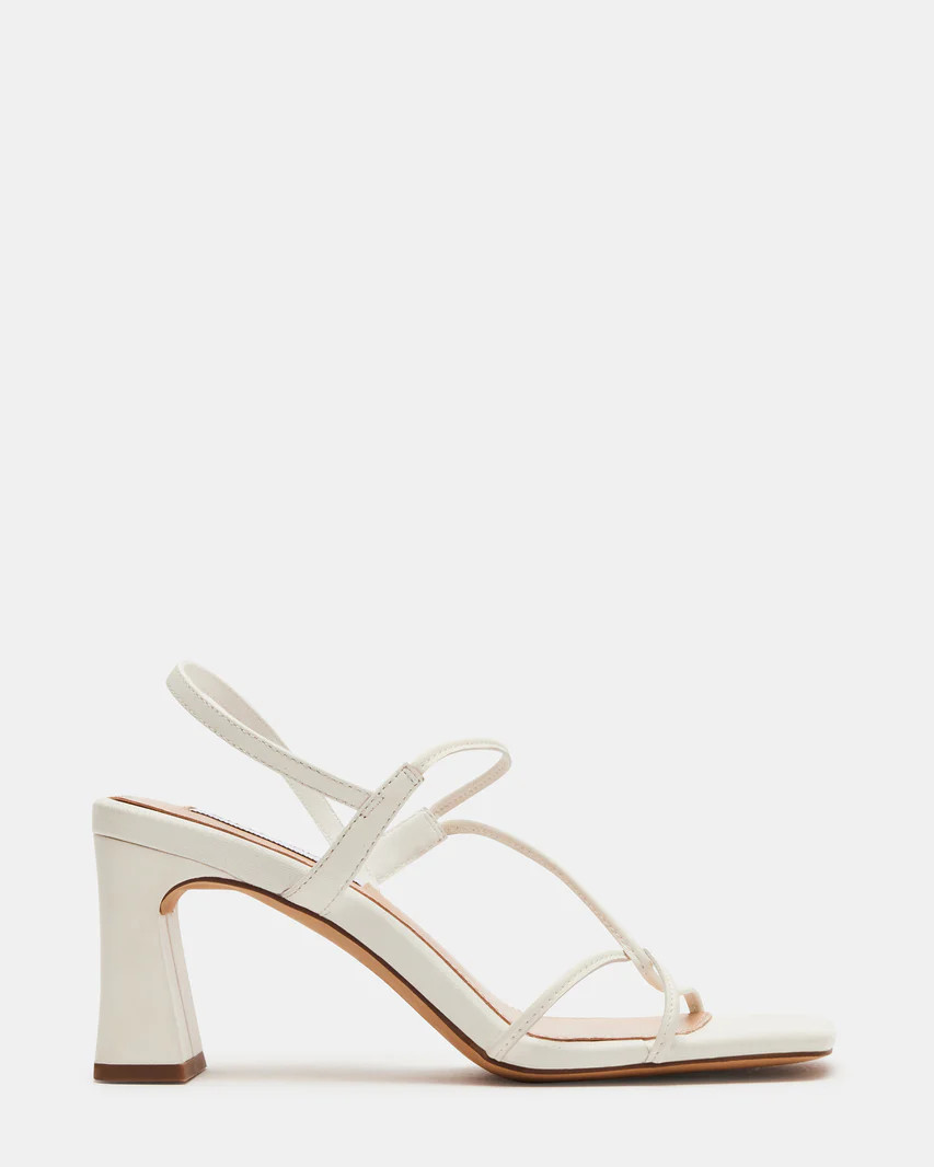 VALORA White Leather Strappy Square Toe Heel | Women's Heels | Steve Madden (US)