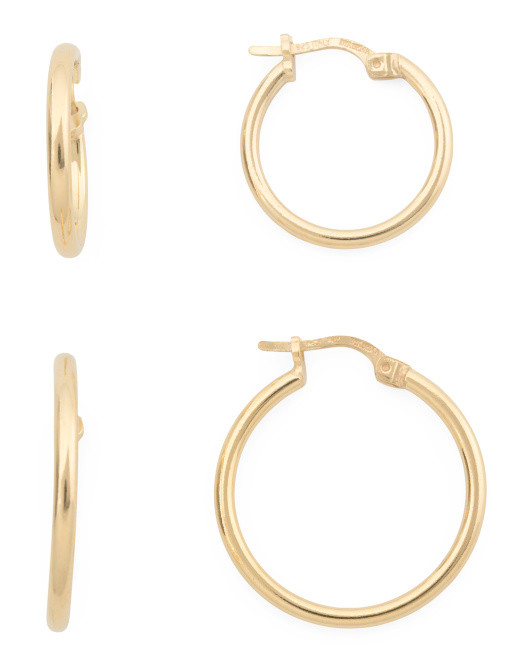 Made In Italy 18kt Gold Plated Set Of Boxed Hoop Earrings | TJ Maxx