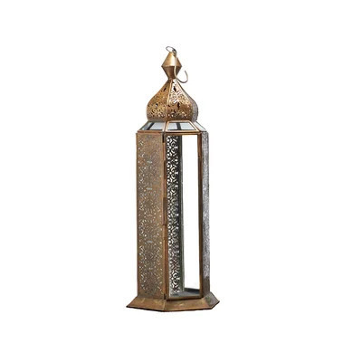 Bungalow Rose Antique Bronze Decorative Metal Lantern, Scrollwork Pattern Candleholder Lantern, Bronze Lantern Centerpiece For Wedding, Holiday, Event | Wayfair North America