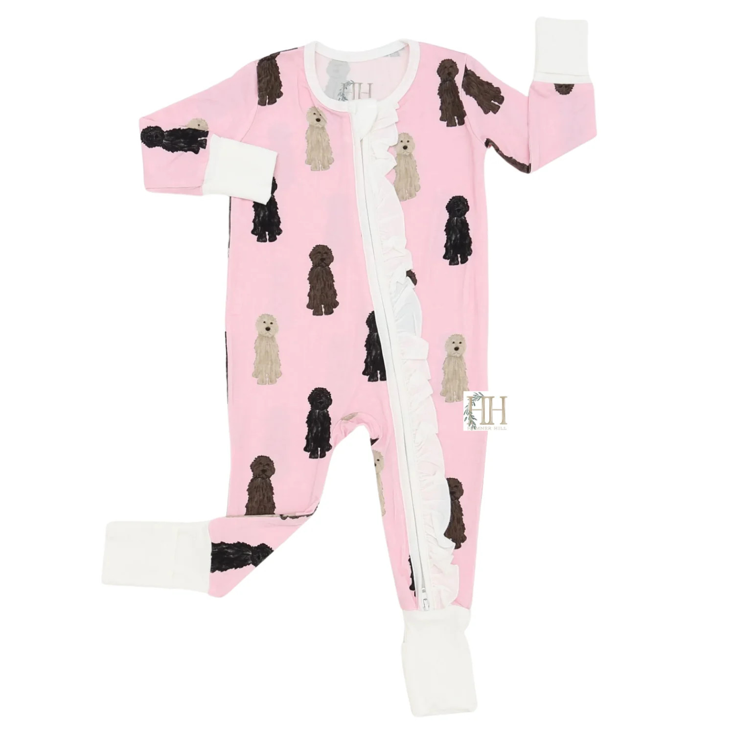 Girls Doodle Ruffle Double Zipper Romper | Hamner Hill