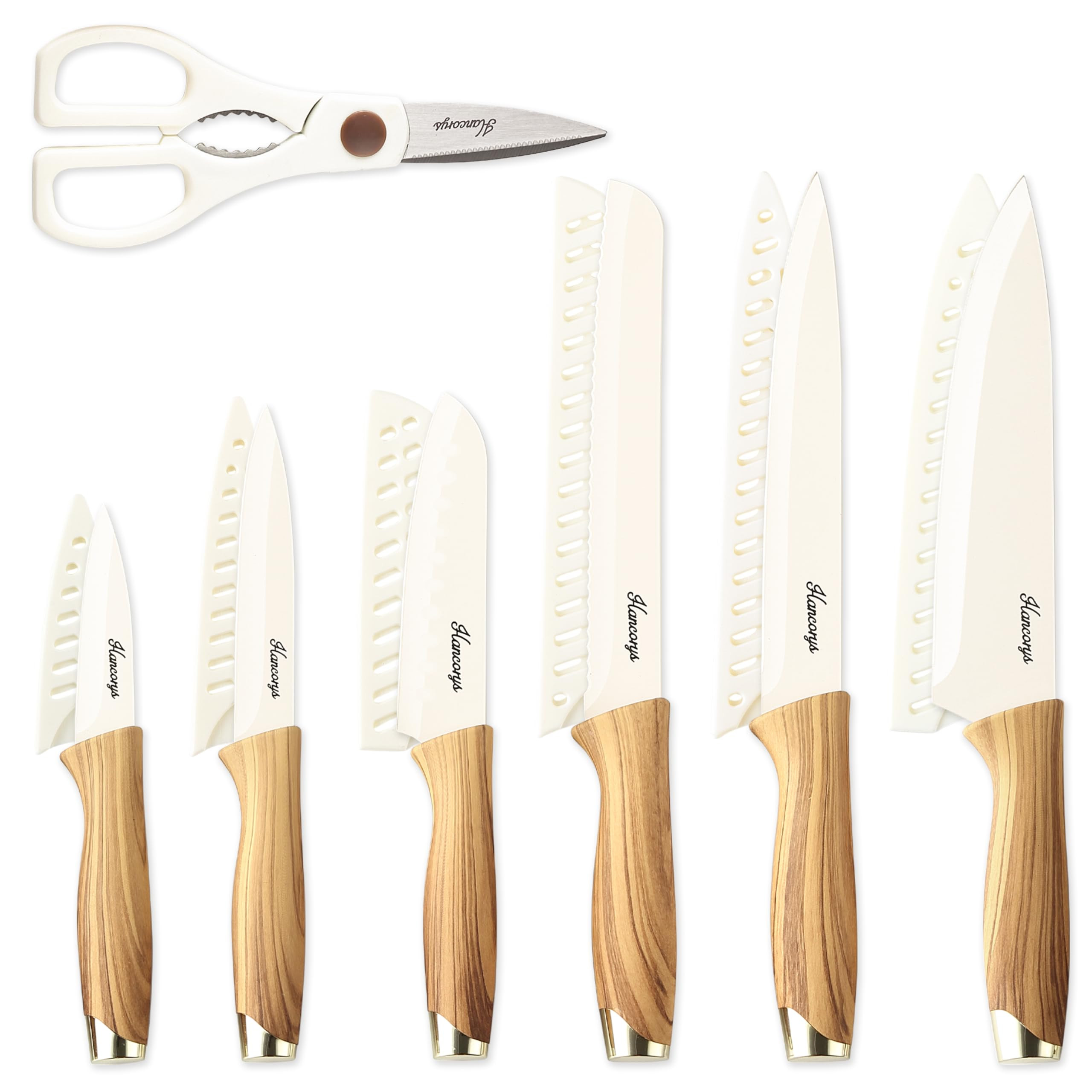 Knife set, 13 Pieces Kitchen Knives Set, Nonstick Ceramic Anti-Rust Coating and Blade Guard, Holi... | Amazon (US)