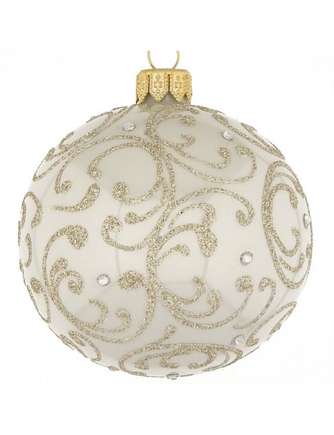 David Jones 12cm Champagne Embellished European Glass Bauble | David Jones | David Jones (Australia & New Zealand)