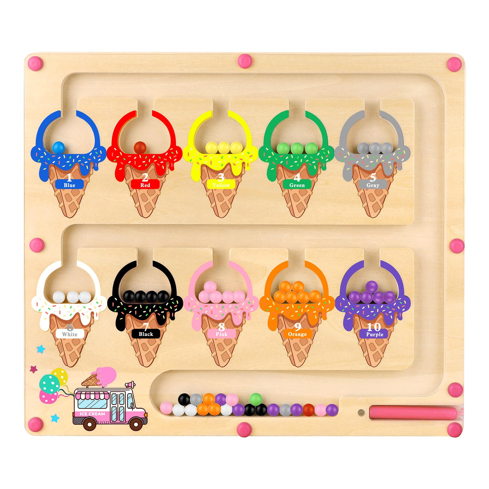 Magnetic Color and Number Maze,Montessori Toy for 2-5 Years Old Girls,Wooden Magnet Balls Puzzles... | Amazon (US)