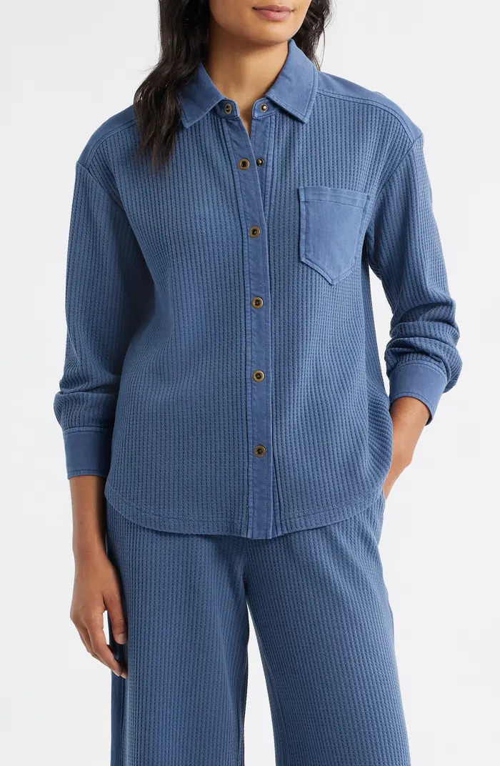 Camden Thermal Mixed Media Snap-Up Shirt | Nordstrom