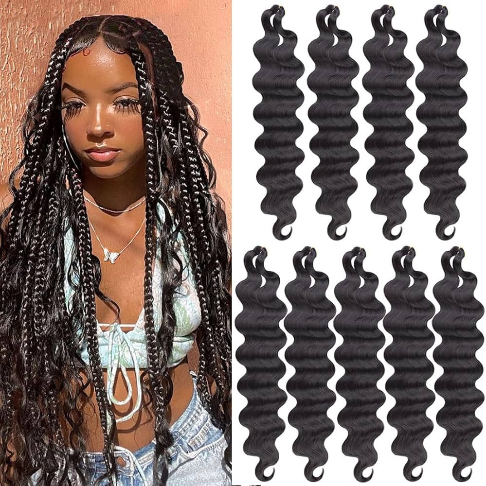 30 Inch Body Wave Braiding Hair 9 Packs Black Pre-Feathered Bouncy French Curl Braiding Hair for ... | Amazon (CA)
