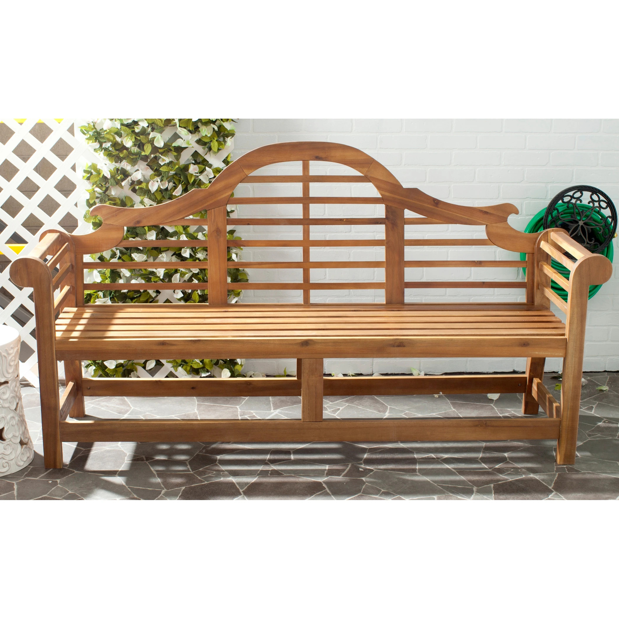 SAFAVIEH Outdoor Hamida Acacia Wood Bench - 77Wx23Dx41H - Natural | Overstock