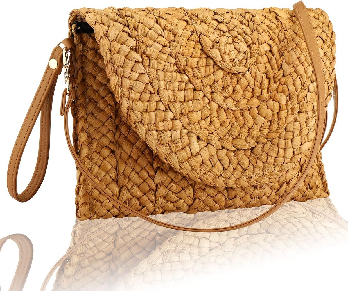 Buric Straw Clutch Purses for Women Woven Straw Crossbody Bags Women's Crossbody Handbags Retro Shou | Amazon (US)