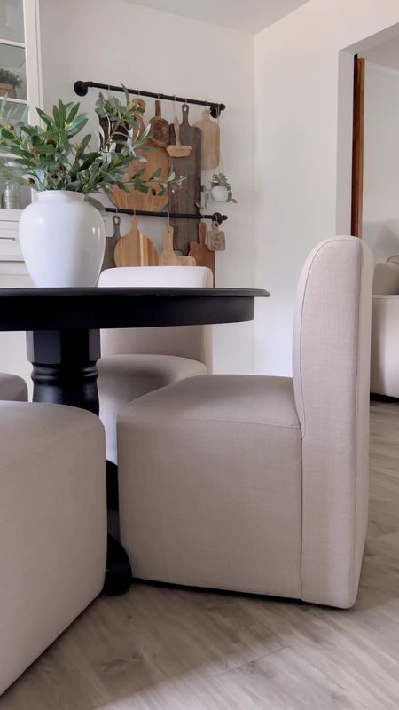 Affordable linen dining chairs! These look so high end but you won’t believe the price 😍 dining inspo, sale finds, upholstered chairs, dining, affordable hack, diy. 

#LTKhome #LTKsalealert #LTKSeasonal