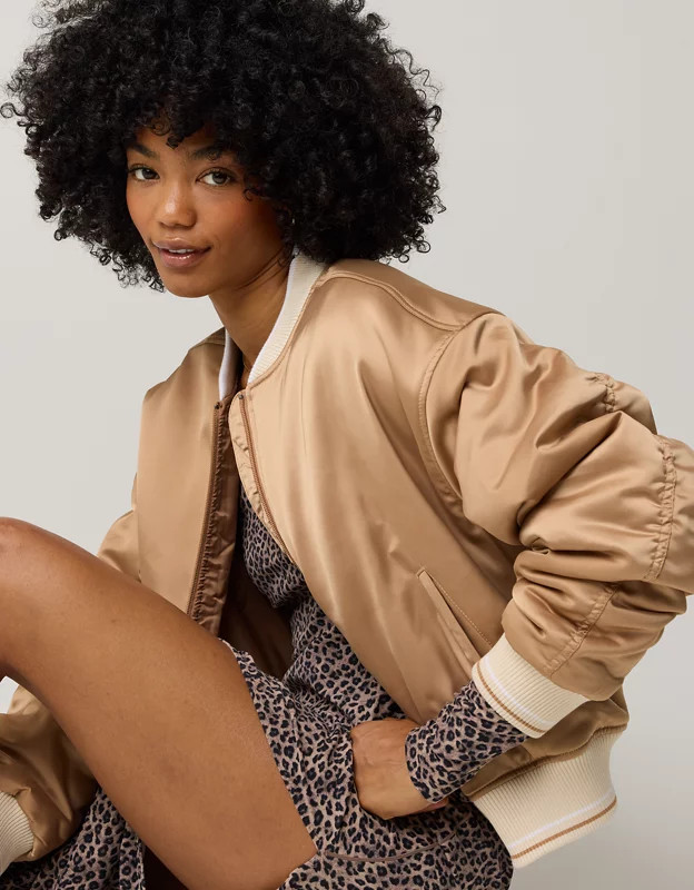 OFFLINE By Aerie Satin Bomber Jacket | Aerie
