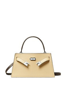 Tory Burch Lee Radziwill Mini Top Handle Bag in Light Camel from Revolve.com | Revolve Clothing (Global)