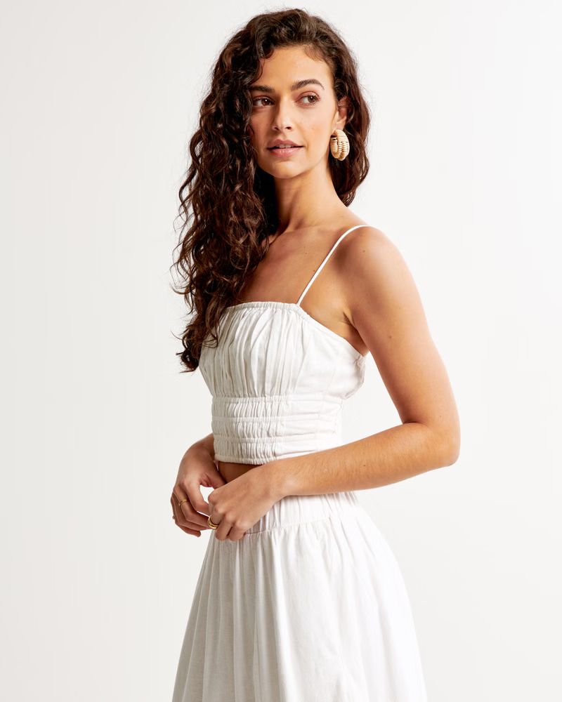 Linen-Blend Ruched Set Top | Abercrombie & Fitch (US)